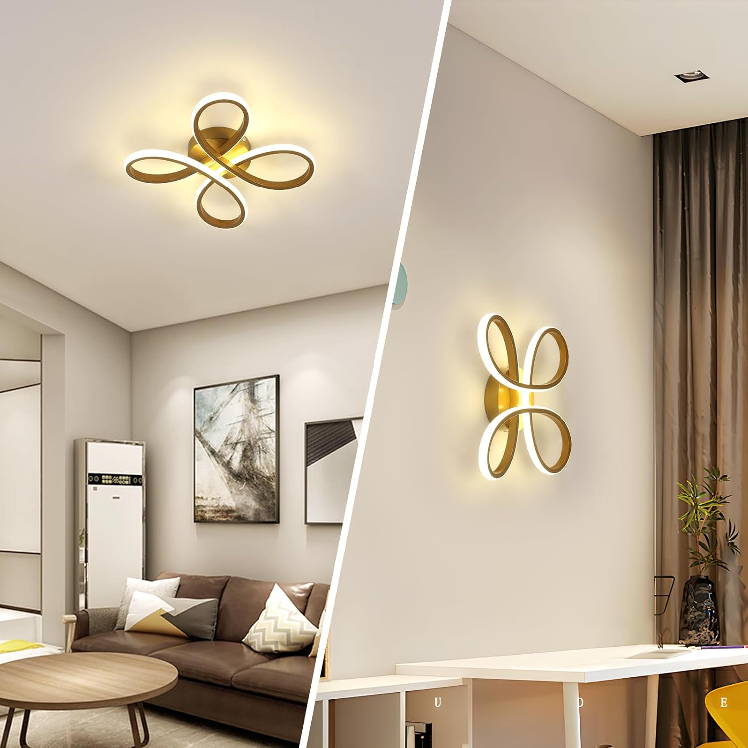 Comely Plafonnier LED Moderne, 30W 3375LM 30cm Lampe de Plafond, Luminaire Plafonnier LED pour Chambre salon, Salle à manger Cuisine, Lumière Neutre 4500K, Or