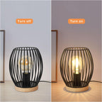 Comely Lampe de Bureau Rétro, Noir Lampe de Chevet pour Ampoule E27, Avec Prise et Interrupteur pour Chambre Salon Bureau Café Bar (Sans Ampoule)