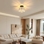Comely Black Square Crystal Ceiling Light, Modern LED Ceiling Light with E27 Socket for Living Room, Bedroom, and Kitchen