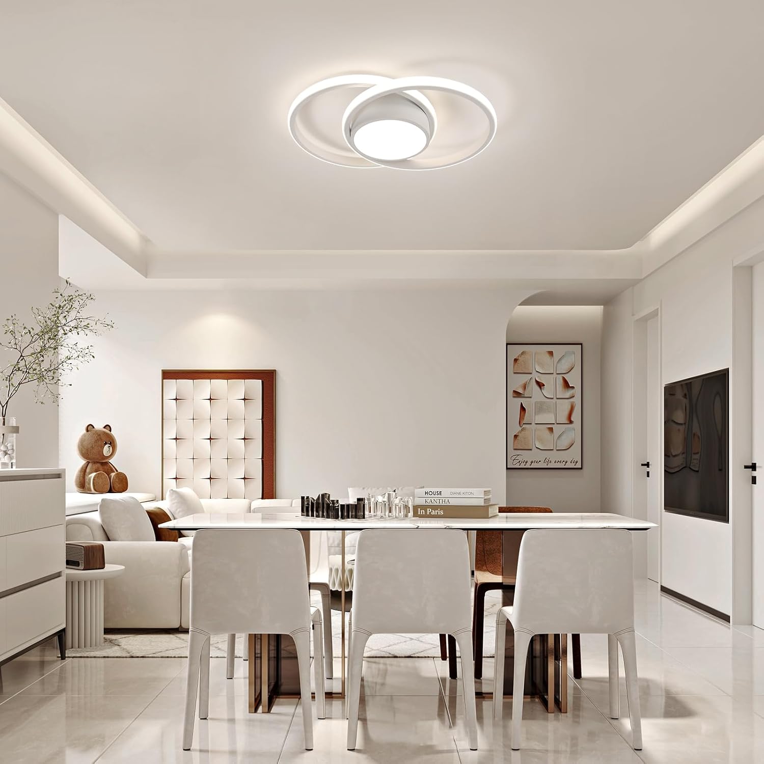 Comely Plafonnier LED, Rond Lampe de plafond 42W, Moderne Luminaire Plafonnier pour Couloir Coucher Salle de Bains Cuisine Salon, Lumière Naturelle 4500K, Longueur 40cm, Blanc