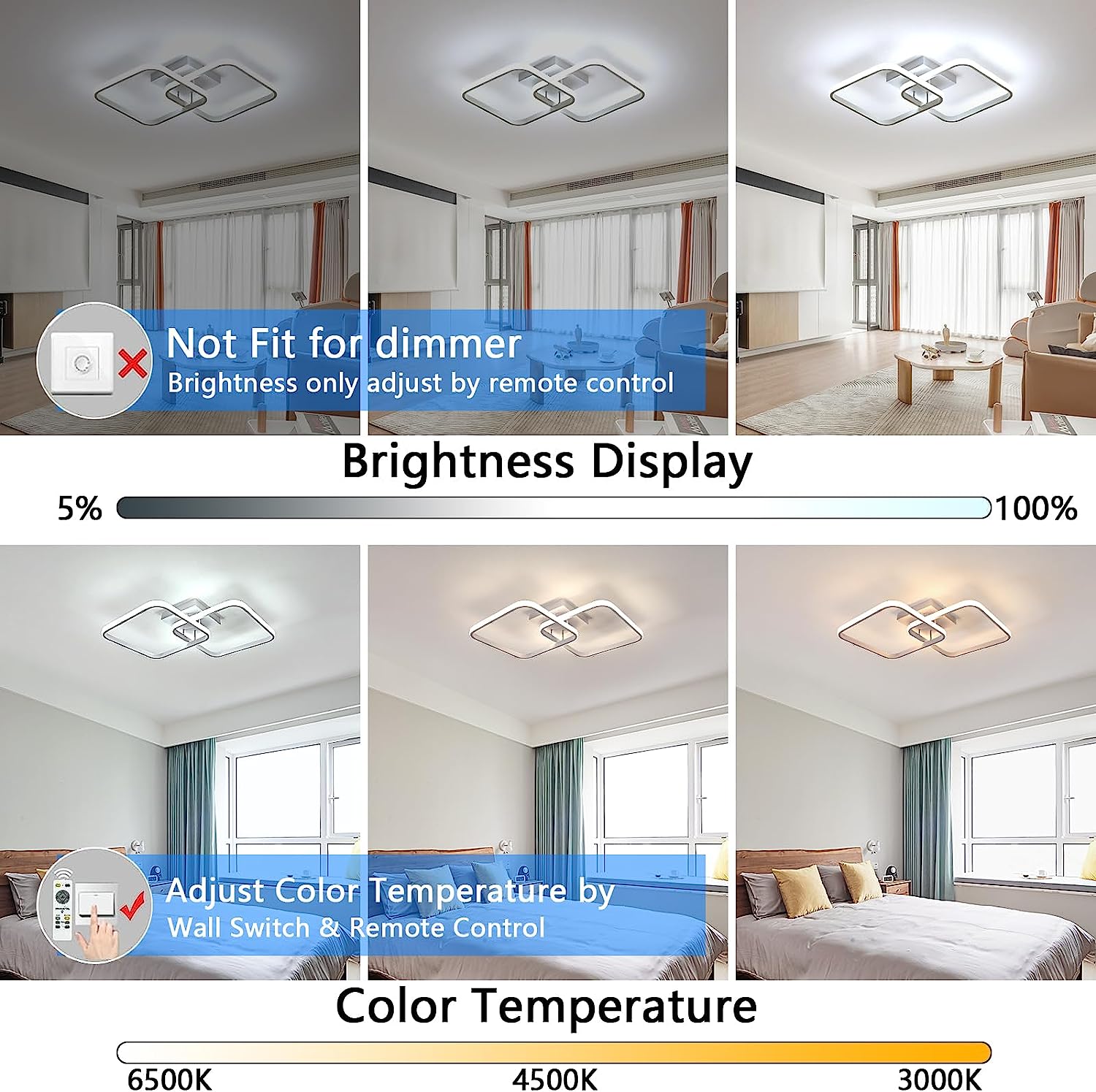 Ceiling Light - White Aluminium Frame, Tunable and Dimmable