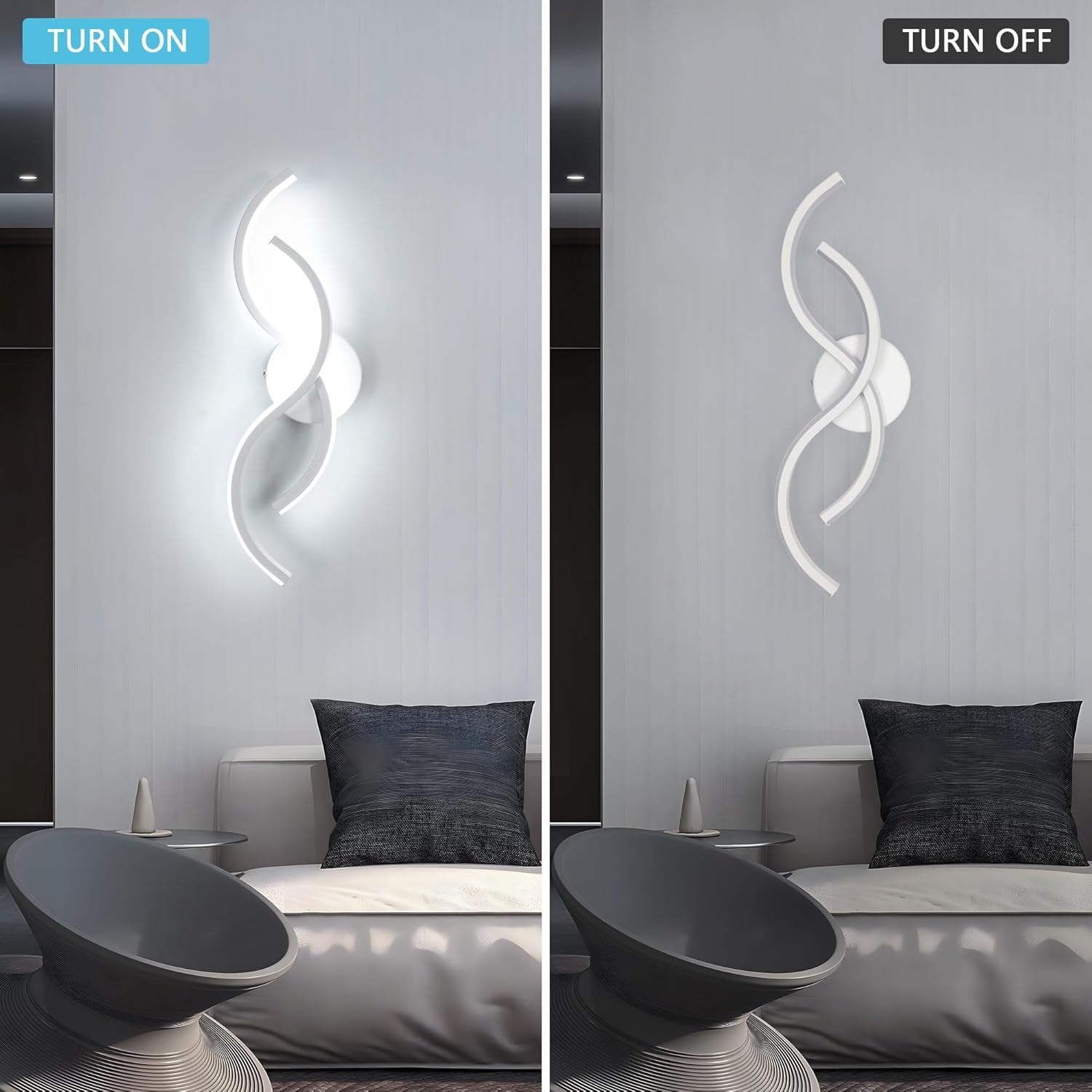 Wall Light - White Aluminium Frame, White Light