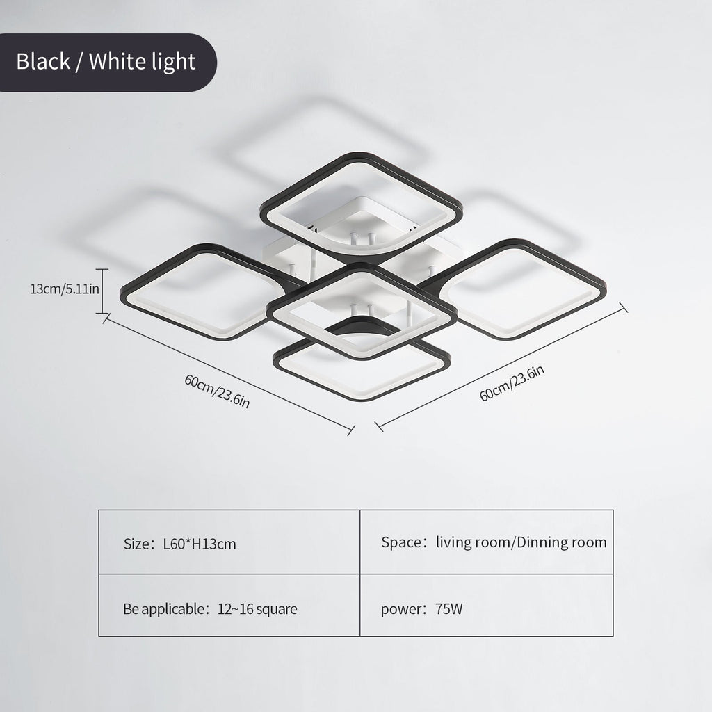 Ceiling Light - Black Acrylic Frame, White Light
