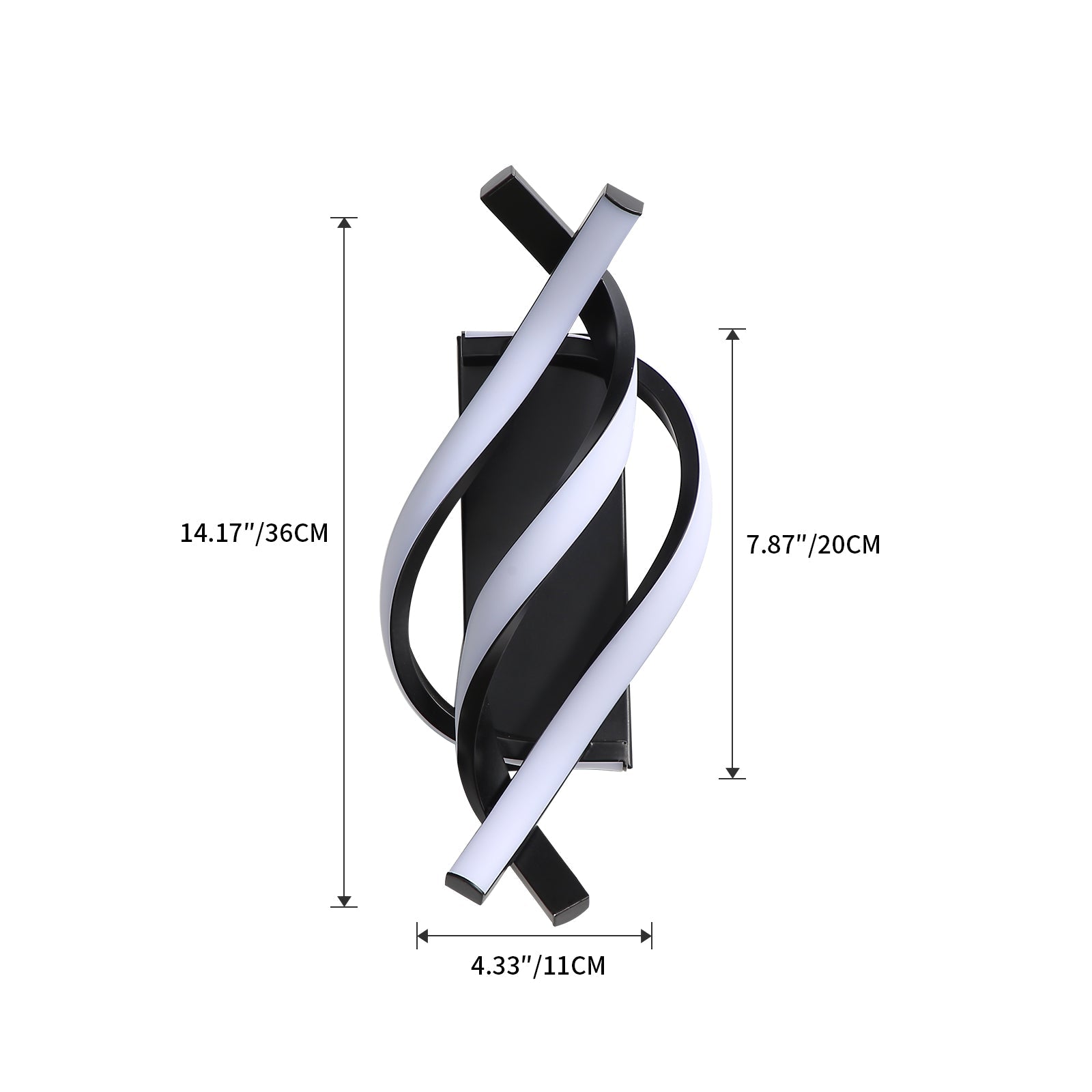 Applique - Telaio in alluminio nero, luce calda