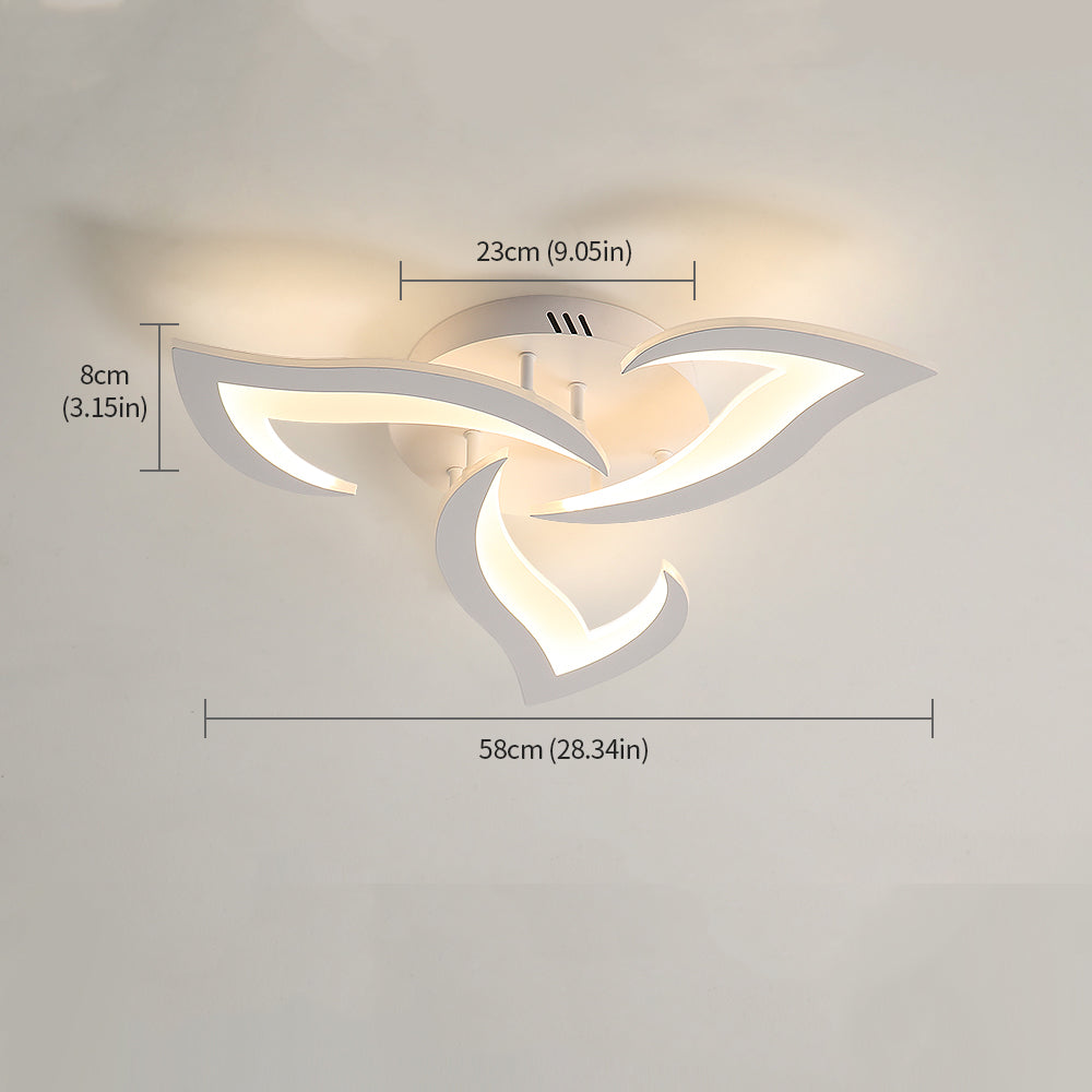 Comely Plafonnier LED, Luminaire Plafonnier 58cm 36W, Lustre Salon Moderne, Lampe de Plafond de Pétale pour Salon Chambre Cuisine Salle à Manger, Lumière Blanche Chaude 3000K, Blanc