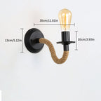 Comely 2Packs Applique Murale Vintage, Lampe Murale Corde de Chanvre, E27 Rétro Applique Murale Interieur pour Couloir Loft Chambre Café Bar (sans Ampoule)
