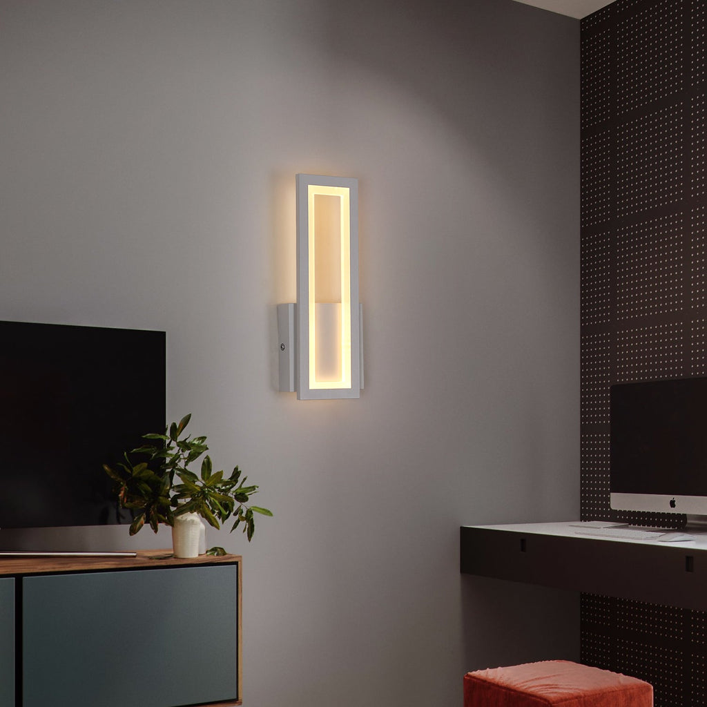 Wall Light - White Acrylic Frame, Warm Light