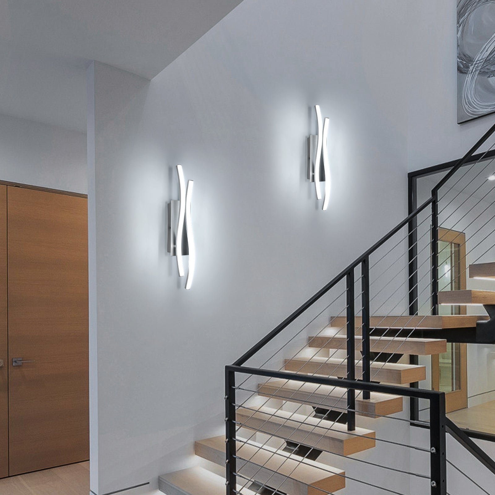 Applique - Telaio in Alluminio Argento, Luce Bianca