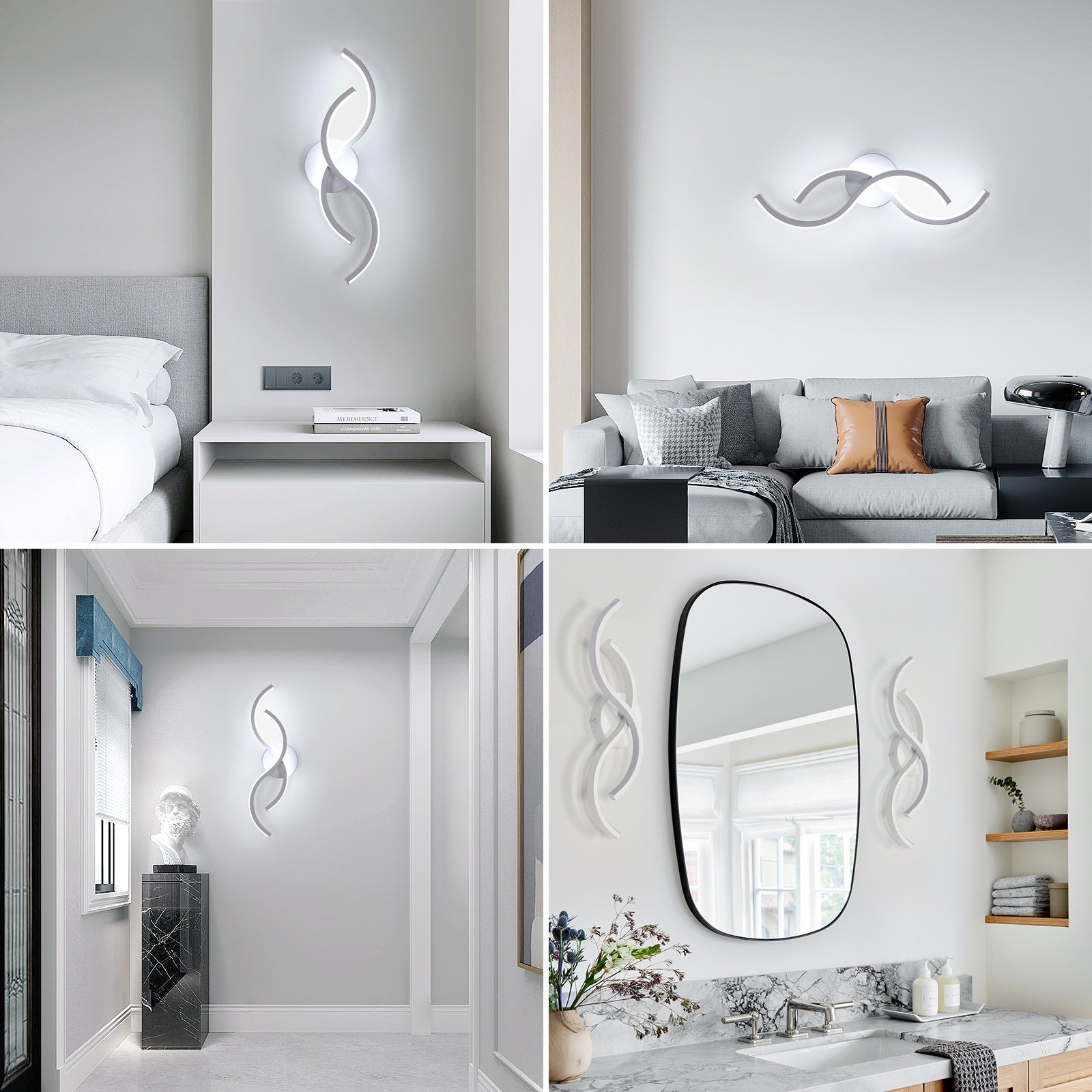 Wall Light - White Aluminium Frame, White Light