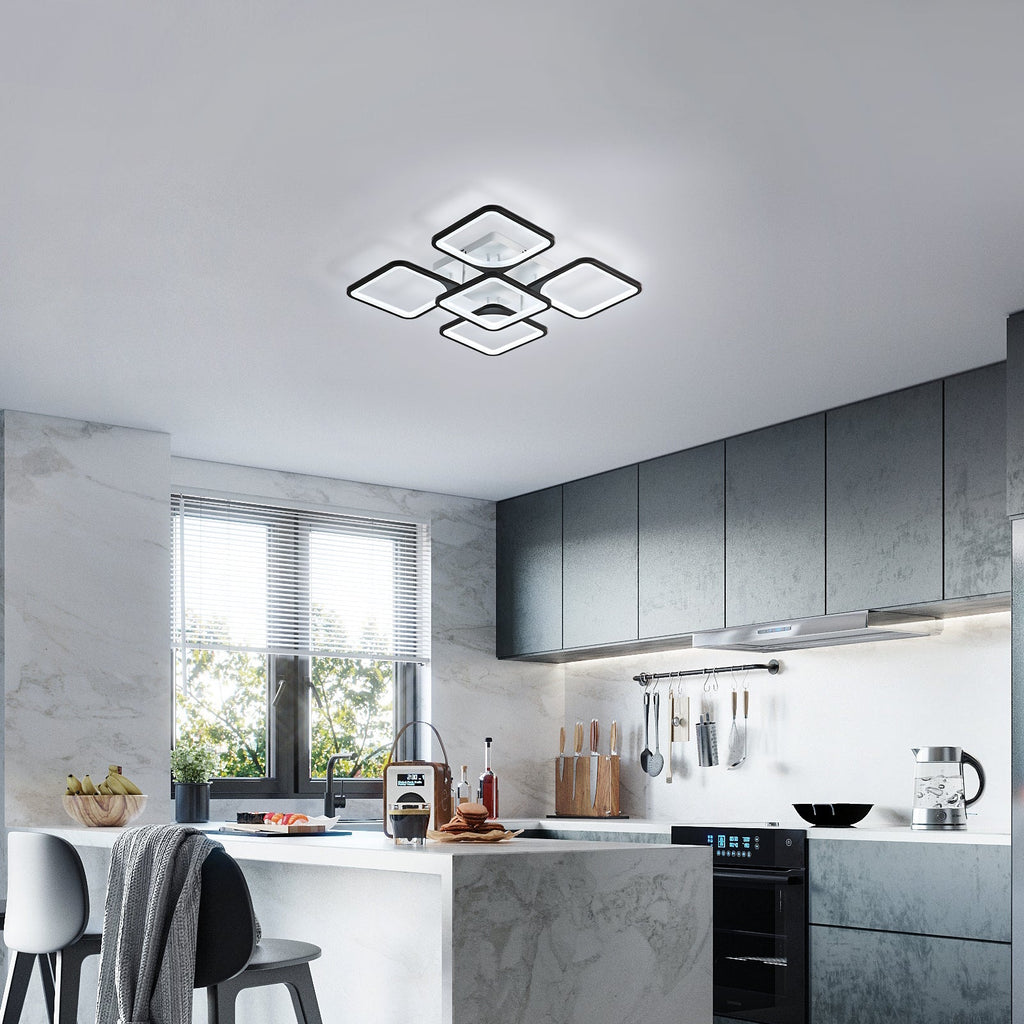 Ceiling Light - Black Acrylic Frame, White Light