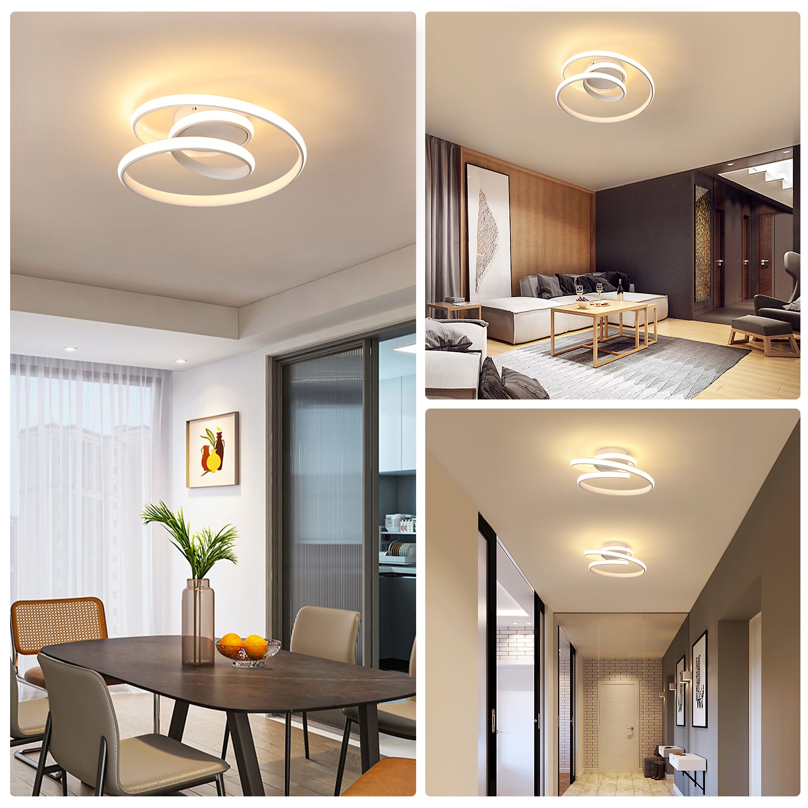 Ceiling Light - White Aluminium Frame, Warm Light
