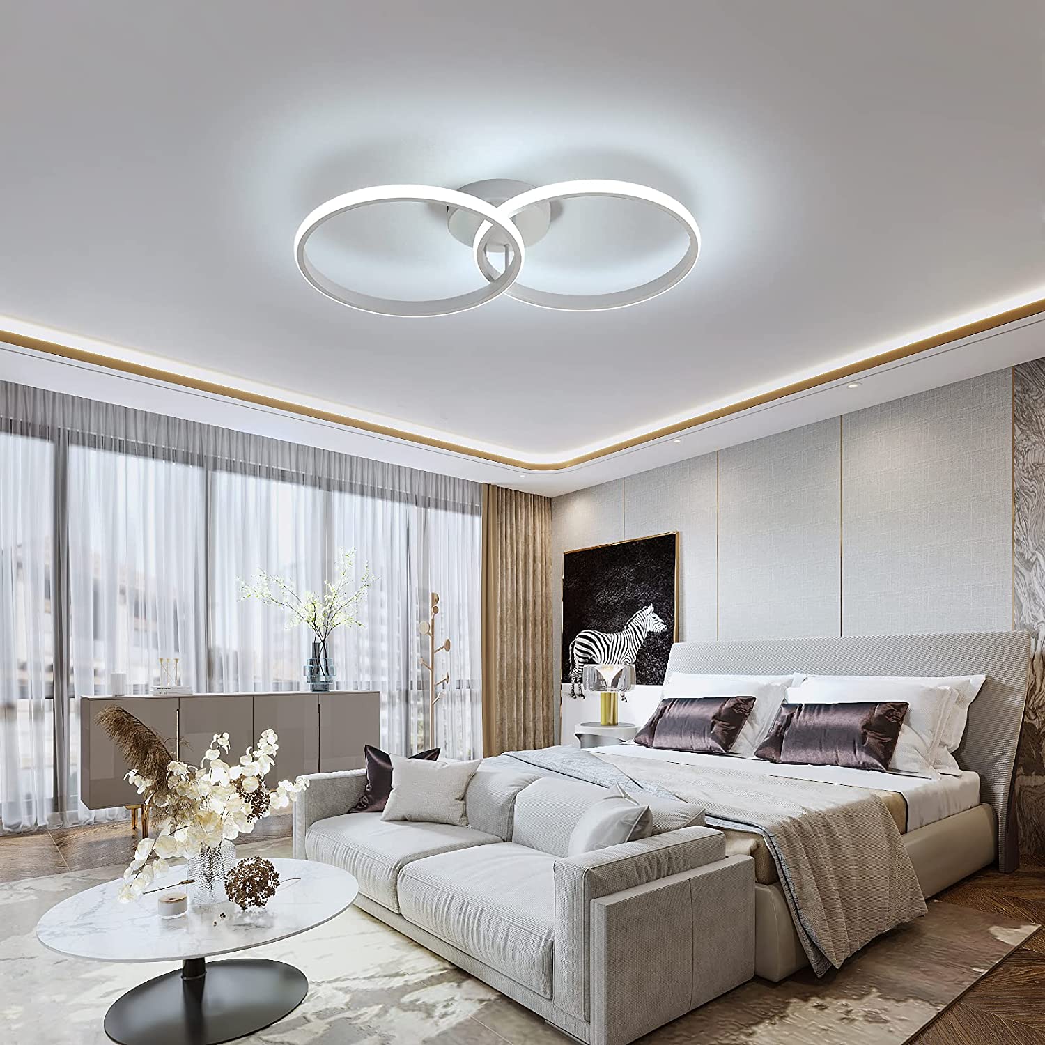 Ceiling Light - White Aluminium Frame, White Light