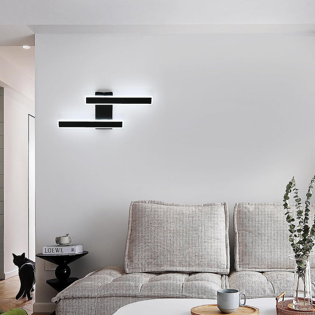 Lampada da parete - Struttura in acrilico nero, luce bianca