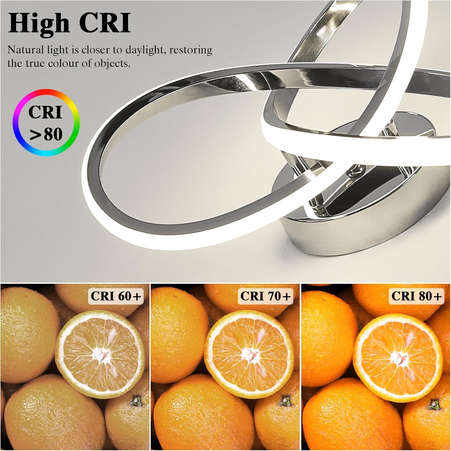 Ceiling Light - Chrome Aluminium Frame, Natural Light