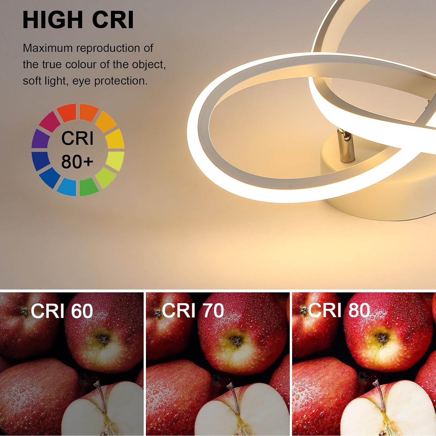 Ceiling Light - White Aluminium Frame, Warm Light