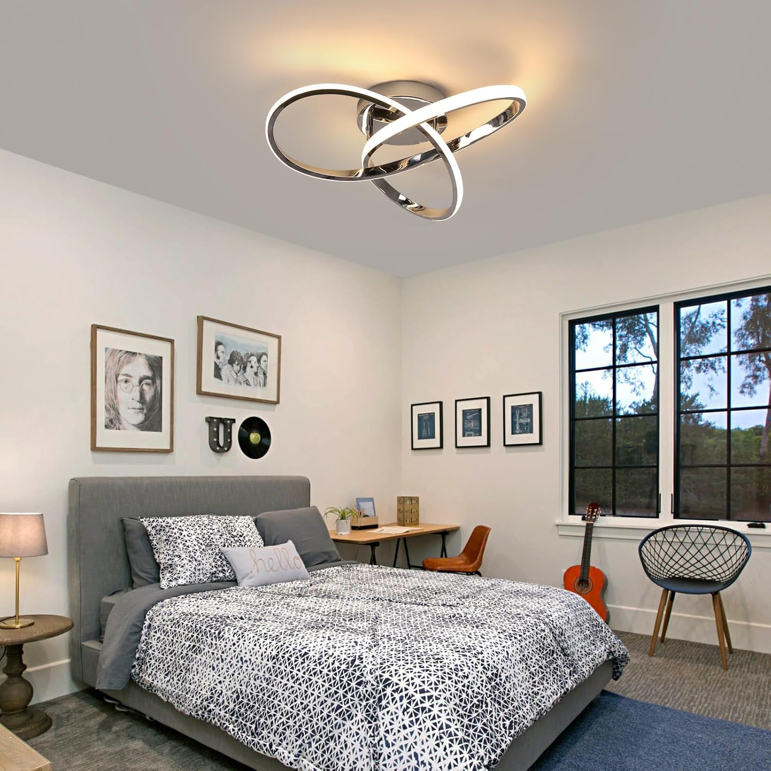 Ceiling Light - Chrome Aluminium Frame, Warm Light