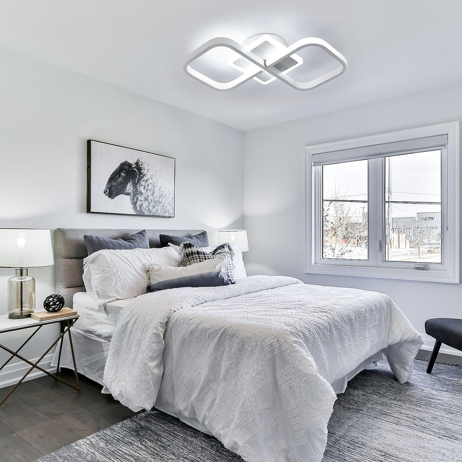 Comely Plafonnier LED Carré Moderne, 36W 4050LM 40.5cm Lampe de Plafond LED, Acrylique Luminaire Plafonnier Intérieur Blanc pour Chambre à Coucher, Salon, Couloir, Lumière Blanche Froide 6500K