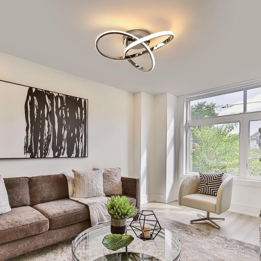 Ceiling Light - Chrome Aluminium Frame, Warm Light