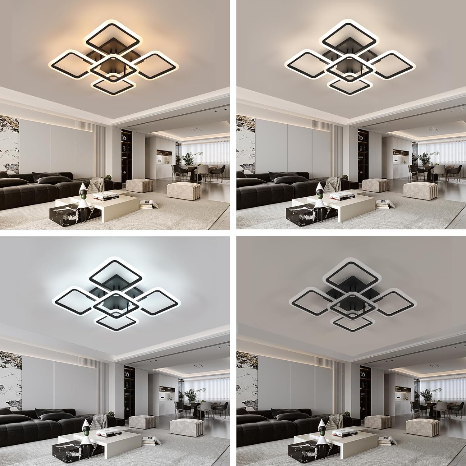 Ceiling Light - Black Acrylic Frame, Tunable and Dimmable