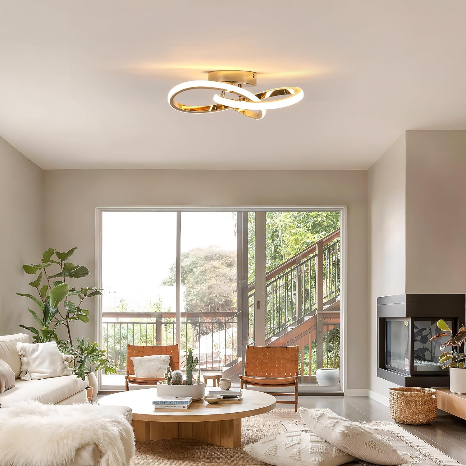 Ceiling Light - Gold Aluminium Frame, Warm Light