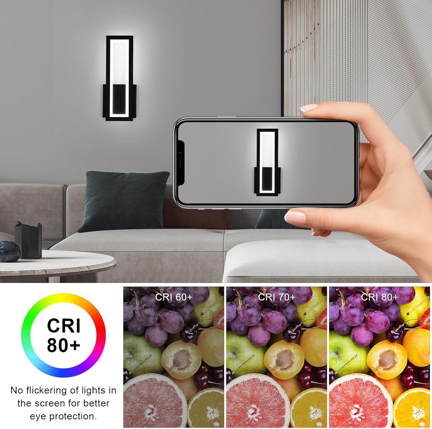 Wall Light - Black Acrylic Frame, White Light