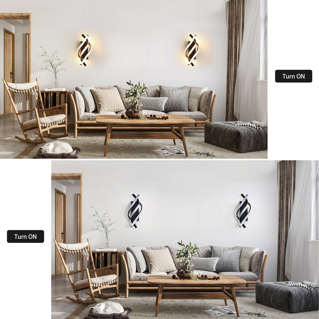 Applique - Telaio in alluminio nero, luce calda