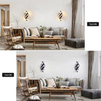 Applique - Telaio in alluminio nero, luce calda