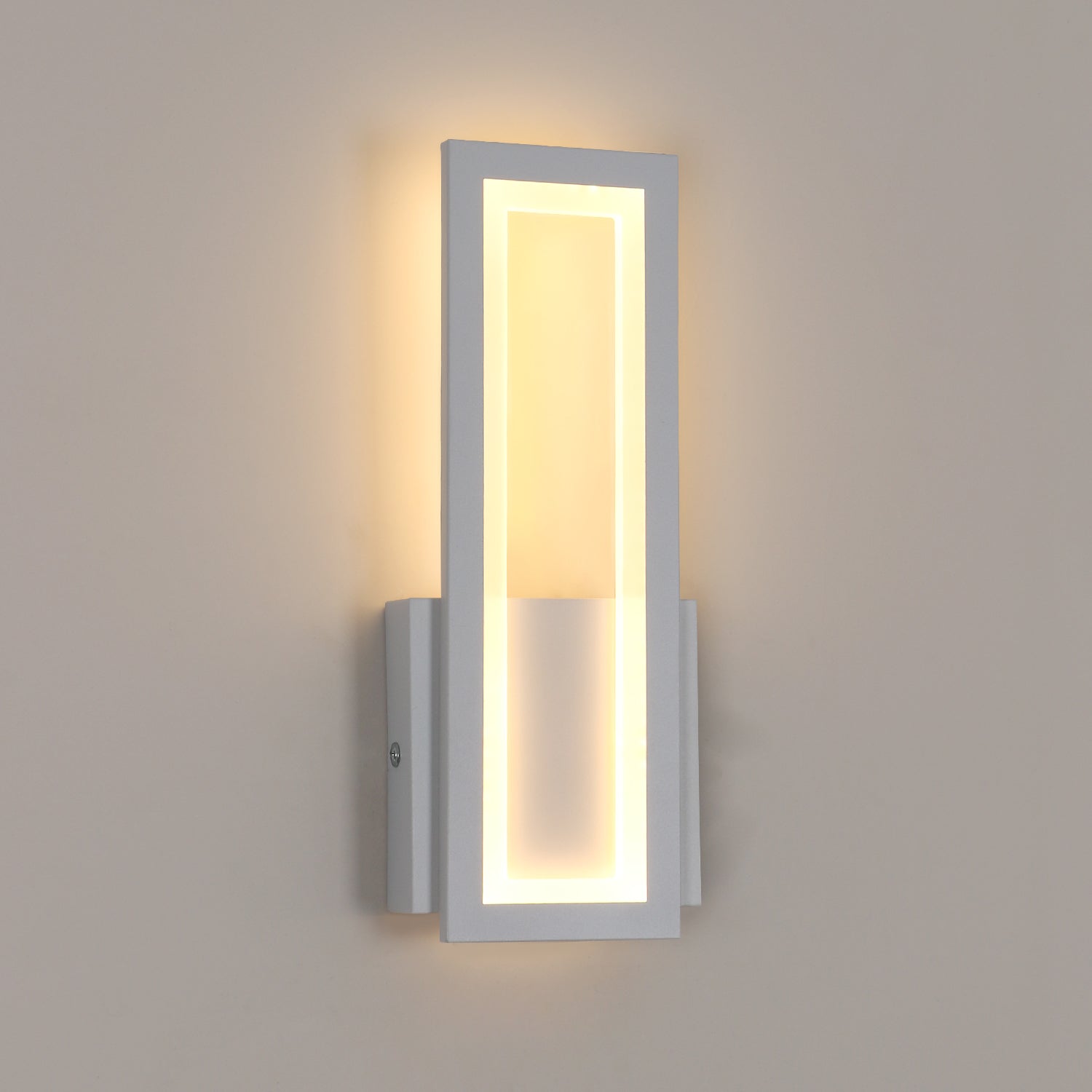 Wall Light - White Acrylic Frame, Warm Light