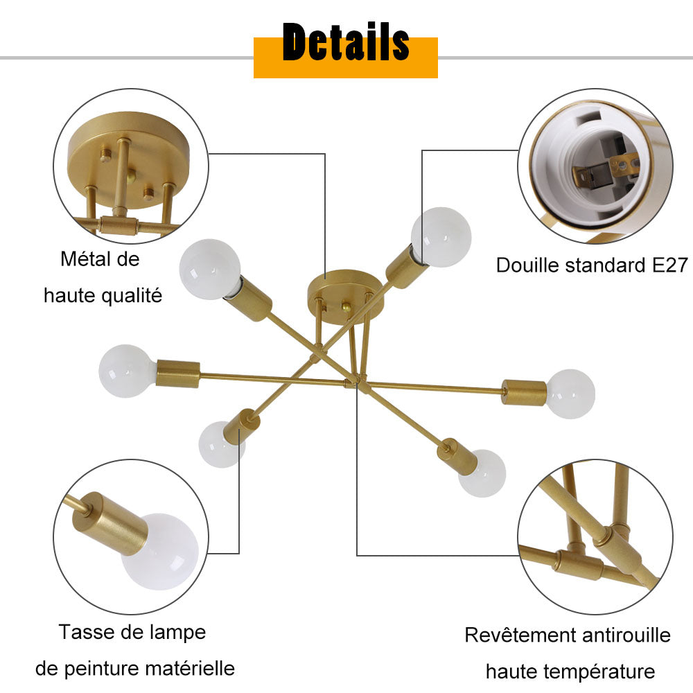Ceiling Light - Gold Metal Frame
