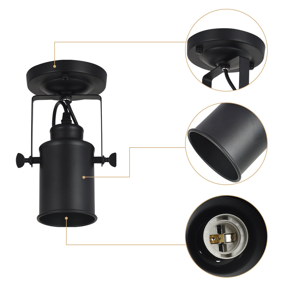 Comely Applique Murale Interieure, Réglable Spot LED Lampe Murale Rétro Industrielle E27, Luminaire Mural Interieur en Métal pour Salon Chambre Restaurant Cuisine, Noir
