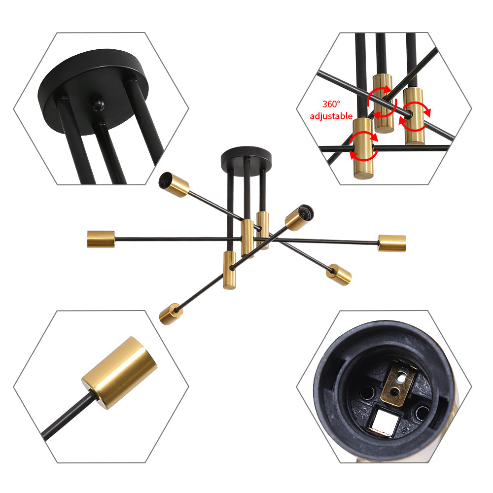 Ceiling Light - Black & Gold Metal Frame