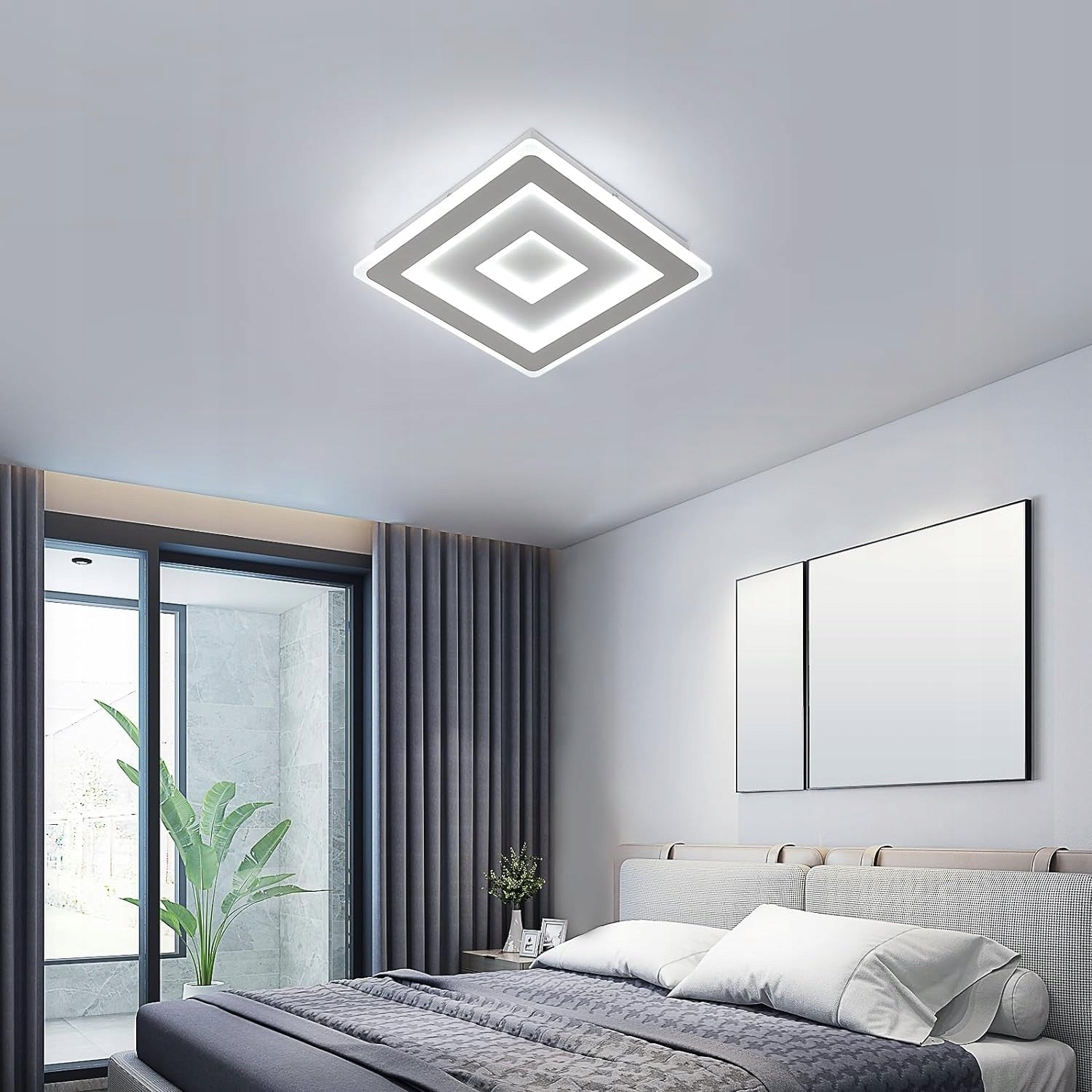 Ceiling Light - White Acrylic Frame, White Light