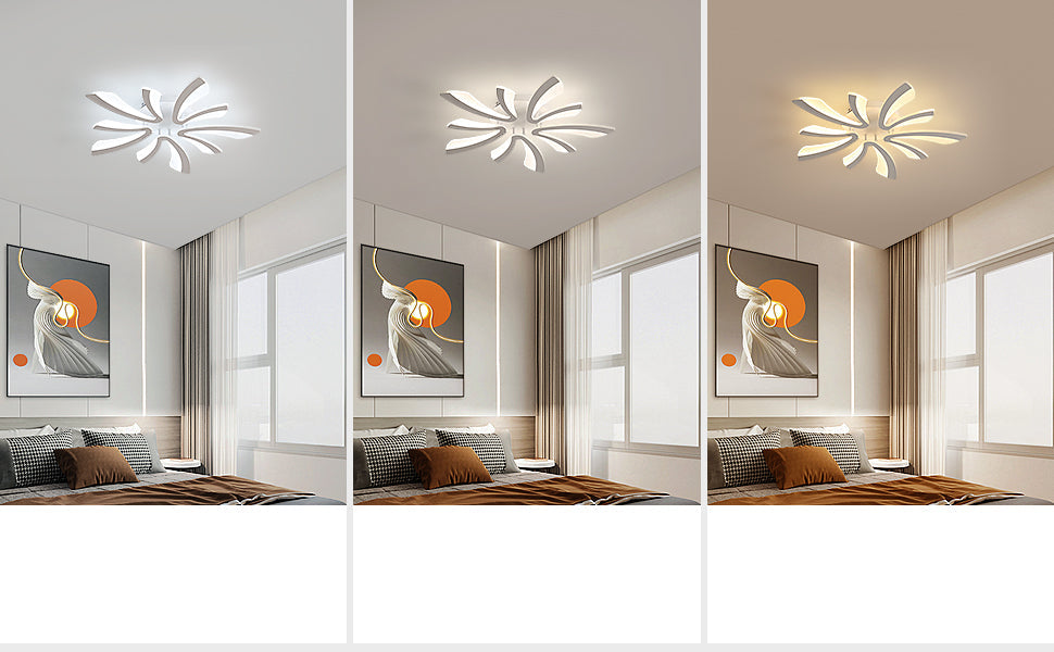 Comely Plafonnier LED Dimmable, Luminaire Plafonnier Salon Télécommande, 48W 5400LM 3000k-6500k Dia 70cm Lampe de Plafond per Chambre Salle à manger, Blanc