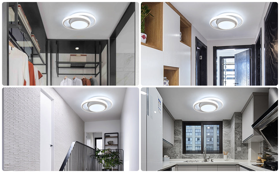 Comely Plafonnier LED, 32W 2350LM, Diamètre 28cm, Design Moderne Rond pour Couloir, Balcon, Chambre, Corridor, Blanc Froid 6500K