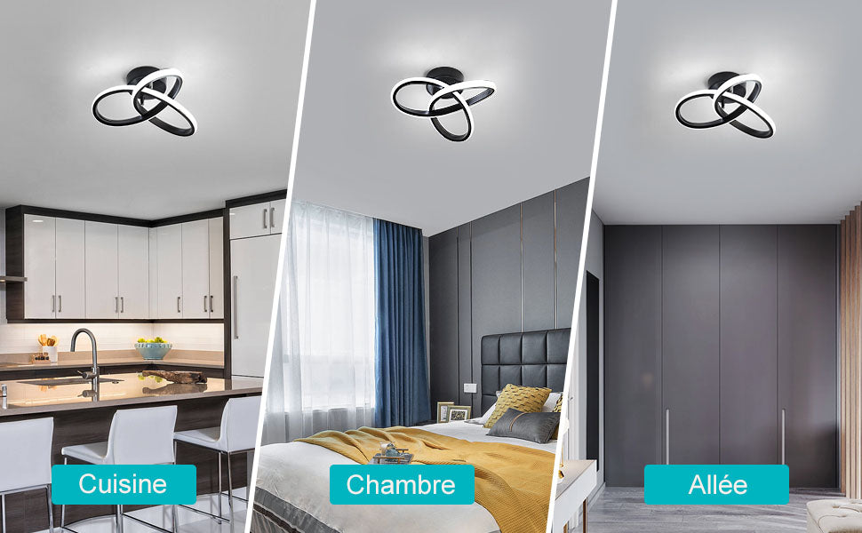 Ceiling Light - Black Aluminium Frame, White Light