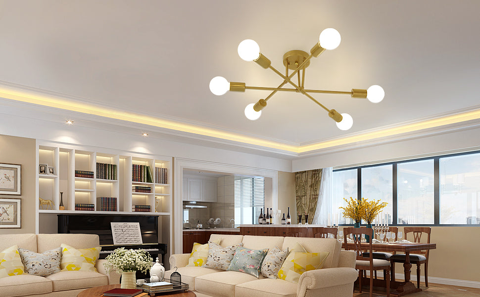 Ceiling Light - Gold Metal Frame