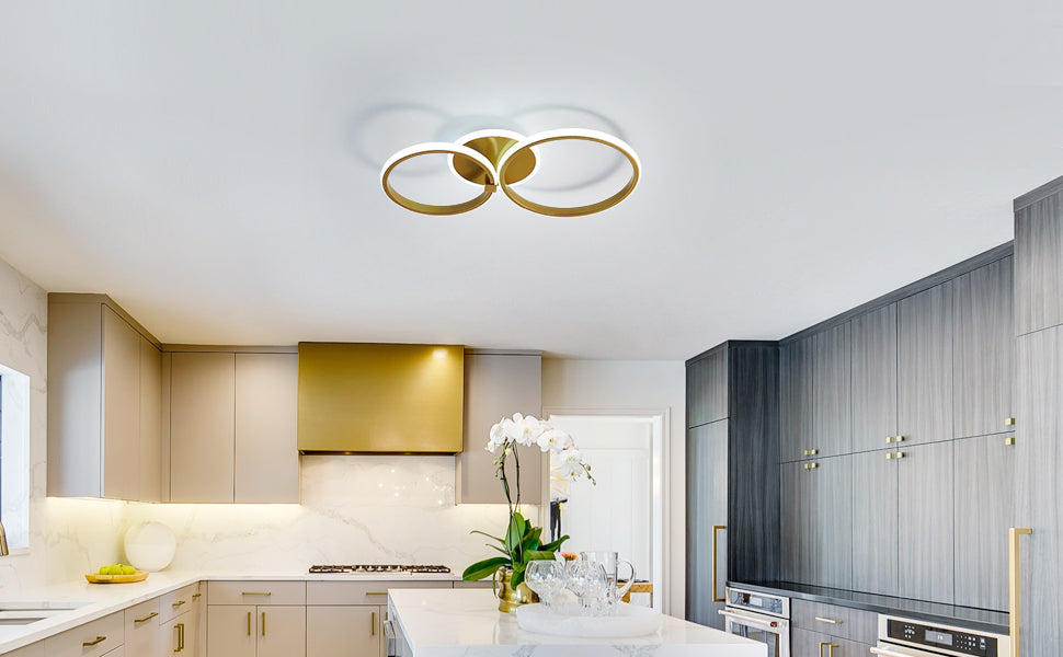 Ceiling Light - Gold Acrylic Frame, White Light