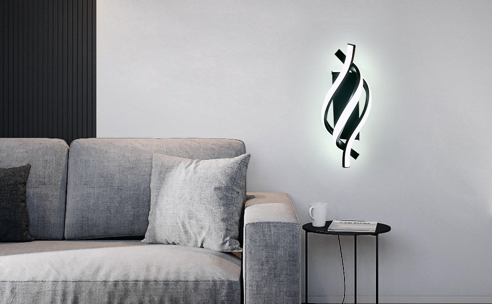Lampada da parete - Telaio in alluminio nero, luce bianca
