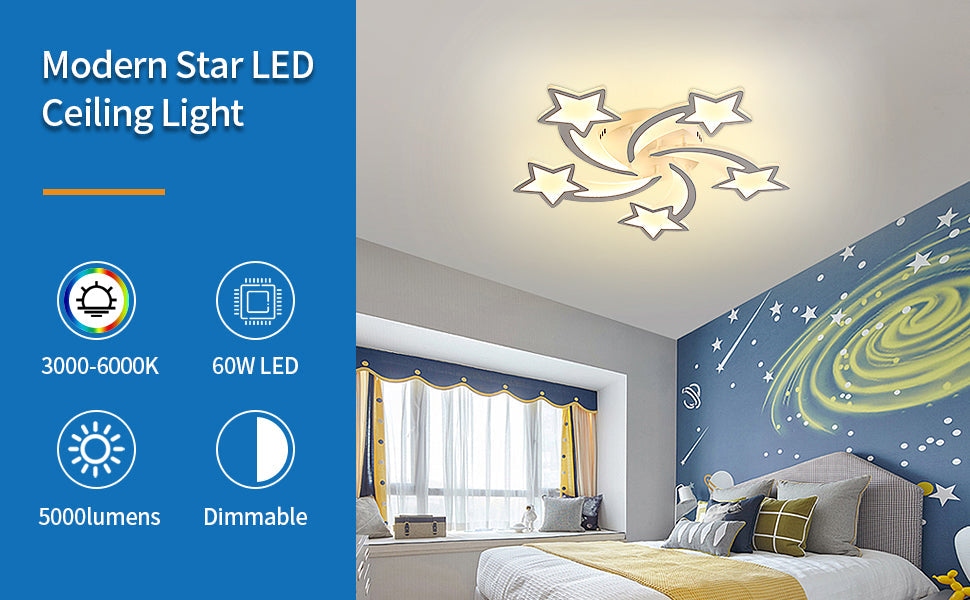 Ceiling Light - White Acrylic Frame, Tunable and Dimmable