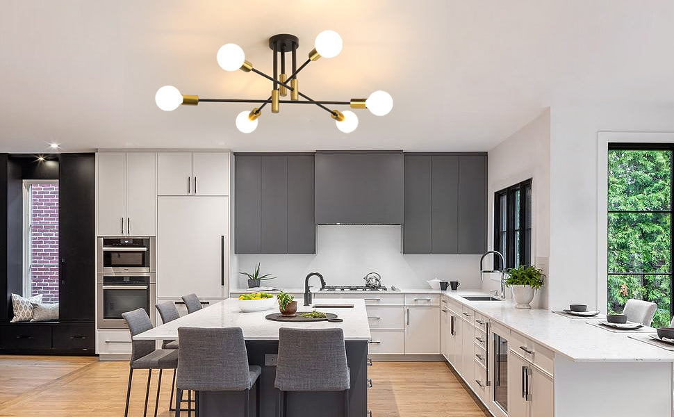 Ceiling Light - Black & Gold Metal Frame