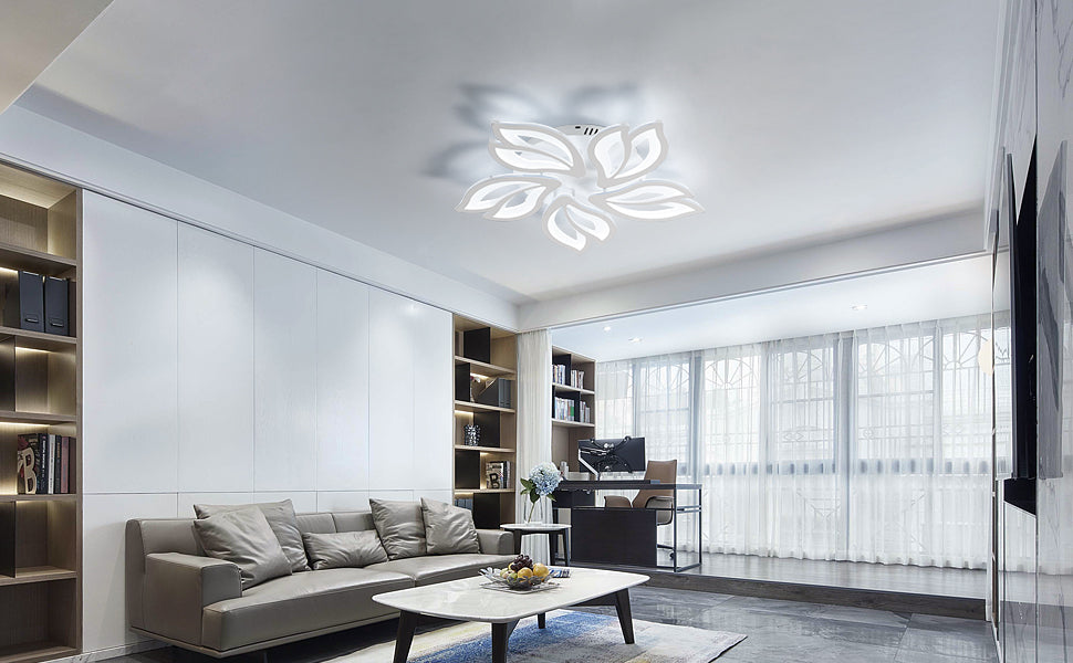 Comely Plafonnier LED Créatif Pétales Design, 65W Lampe de Plafond Acrylique, Moderne Blanc Luminaire Plafonnier LED pour Chambre Salon Salle à Manger Cuisine Couloir, Blanc Froid 6500K