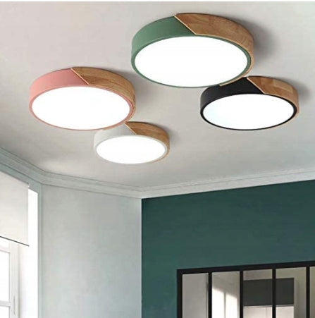 Ceiling Light - Black Metal Frame, White Light