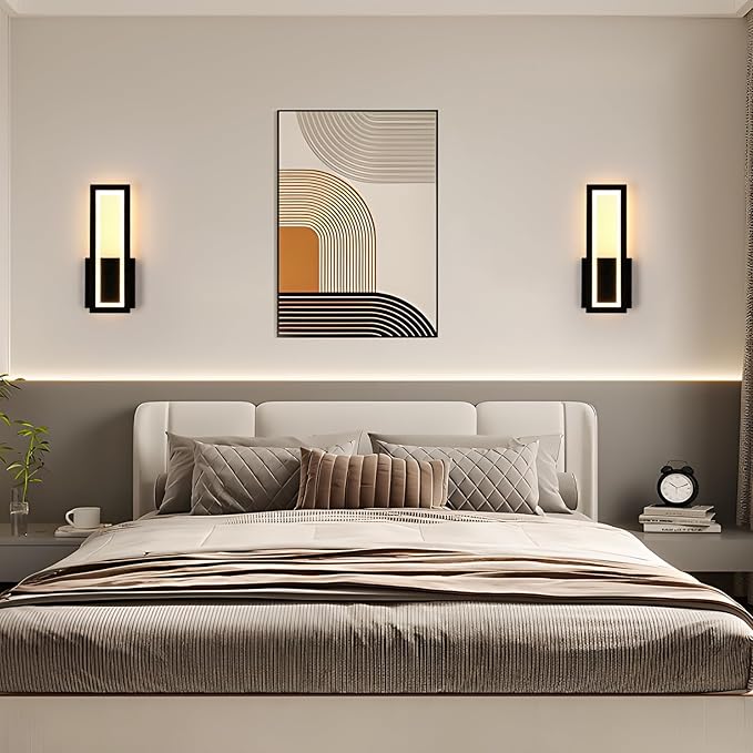 Wandleuchte – Acrylrahmen Schwarz, Warmlicht