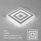 Comely Plafonnier LED Carré Moderne, 52W 5850LM Lampe de Plafond LED, Acrylique Luminaire Plafonnier Intérieur Blanc pour Chambre à Coucher, Salon, Couloir, Lumière Blanche 6500K, 40cm