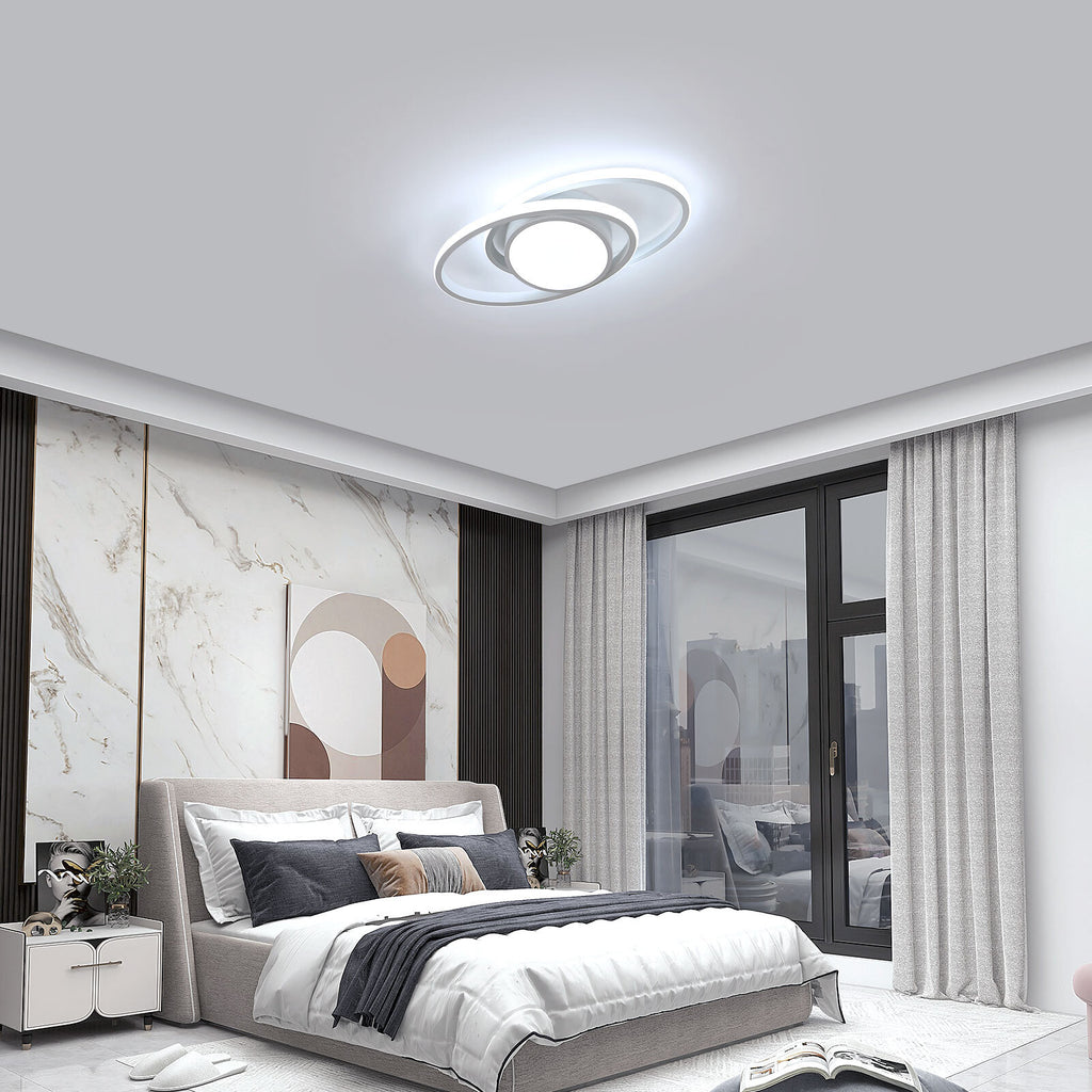 Ceiling Light - White Metal Frame, White Light