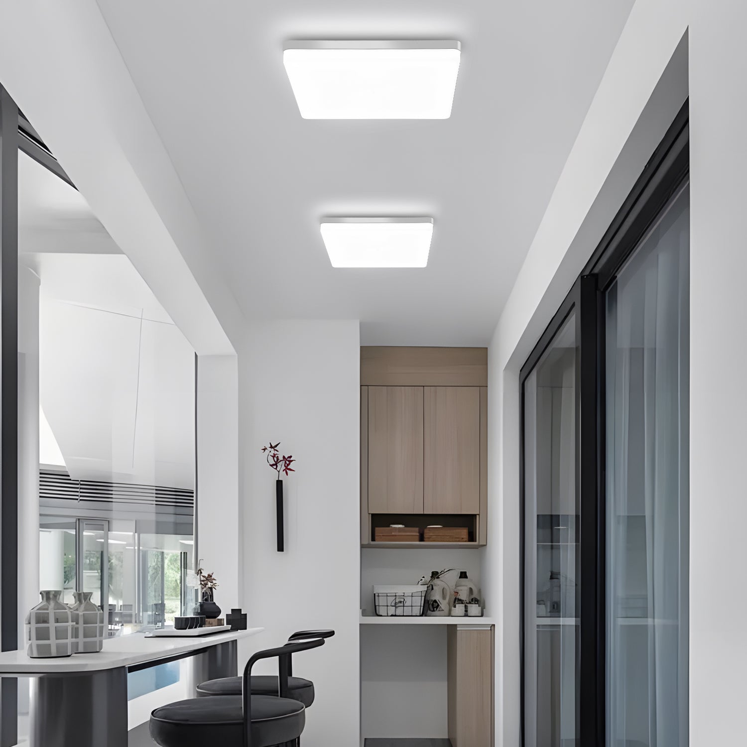 Comely LED Plafonnier 30x30 cm, 48W Blanc Froid 6500K, Plafonnier LED Plat Blanc, IP54 Étanche, Économie d'Énergie, Ultra-fin, pour Salle de Bain, Cuisine, Bureau, Couloir, Salon