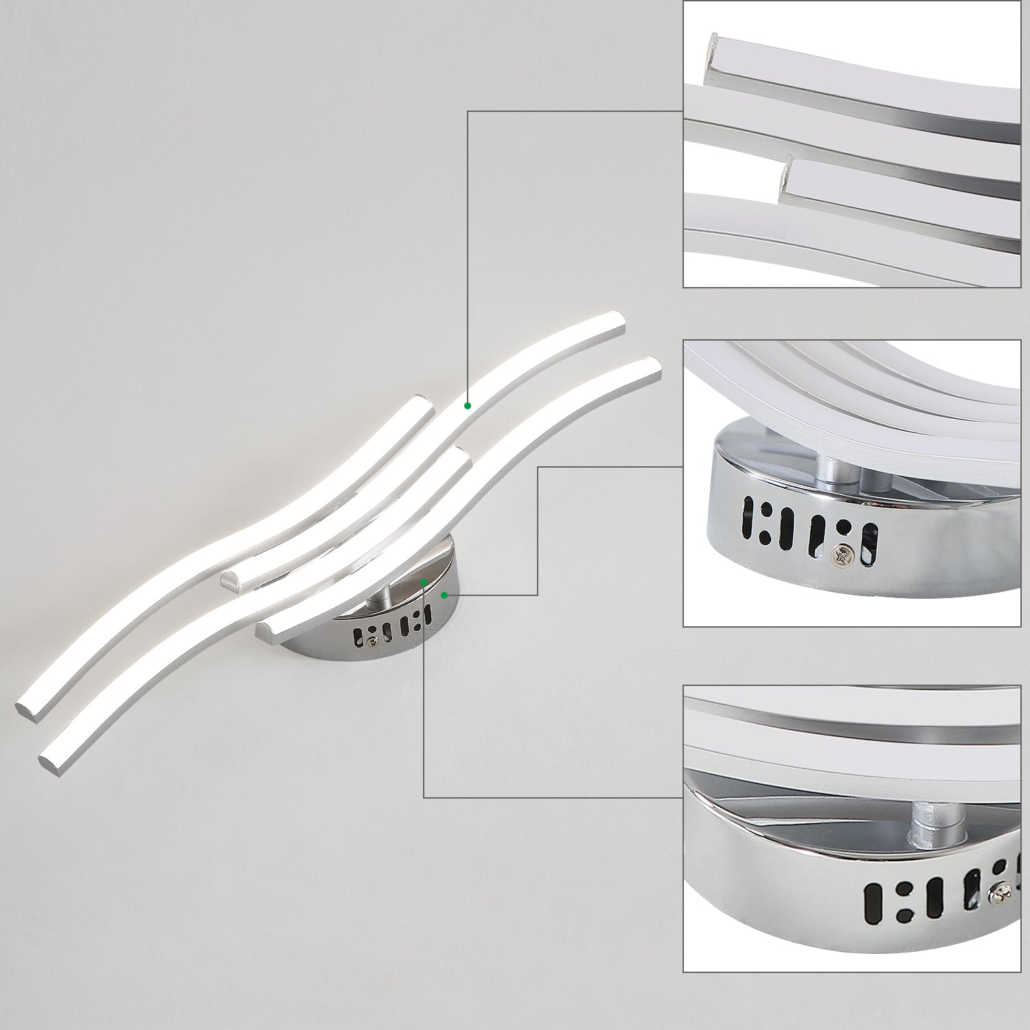Ceiling Light - Silver Aluminium Frame, Natural Light