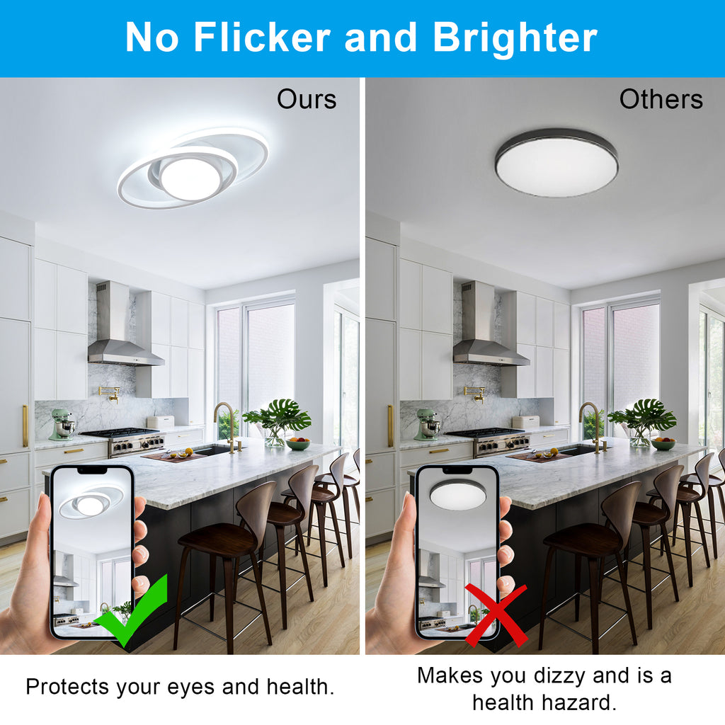 Ceiling Light - White Metal Frame, White Light