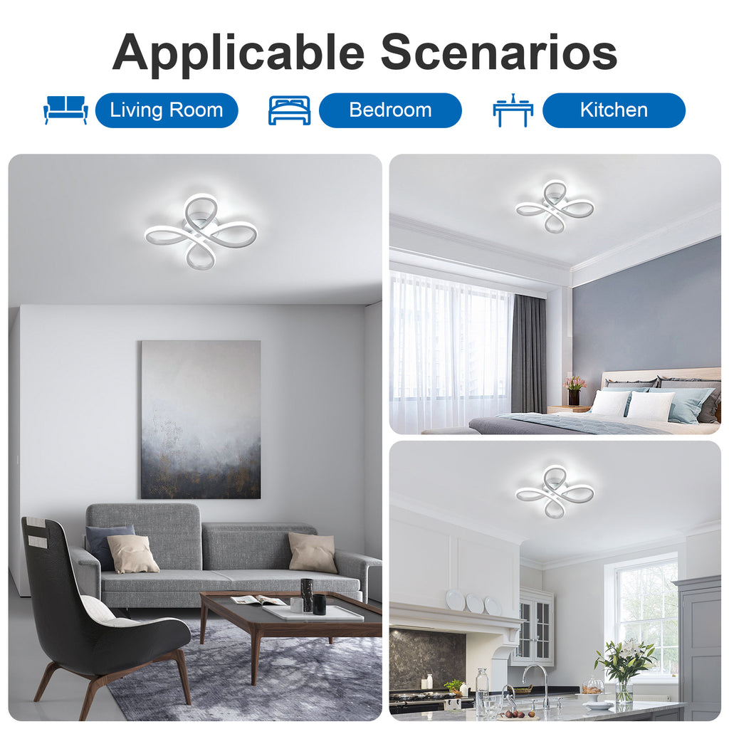 Comely Plafonnier LED, 30W 3500LM Lampe de Plafond LED Créatif Floral Design, Argent Luminaire Plafonnier LED en Acrylique pour Chambre Salon Salle à Manger Cuisine, Blanc Froid 6500K