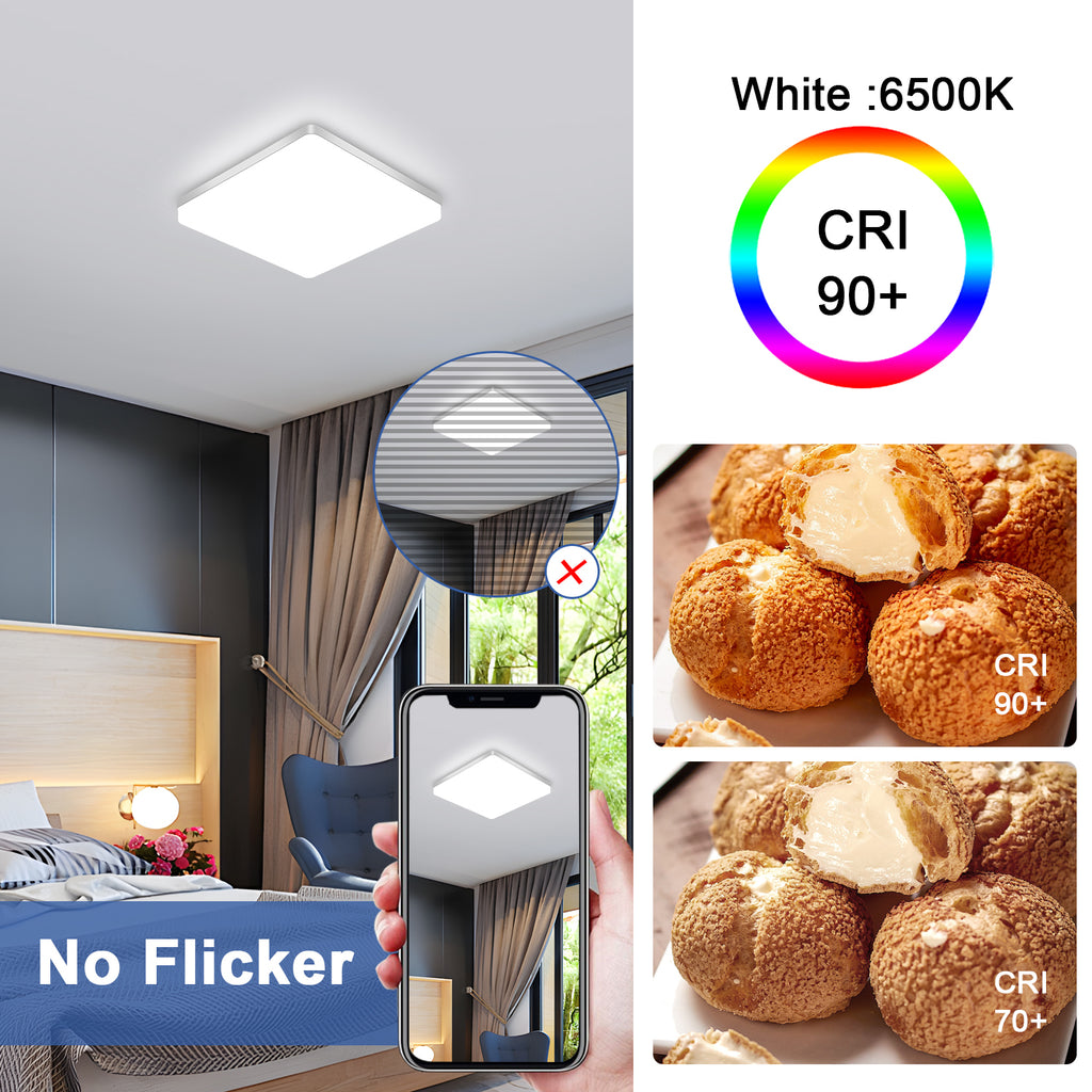 Ceiling Light - White Plastic Frame, White Light